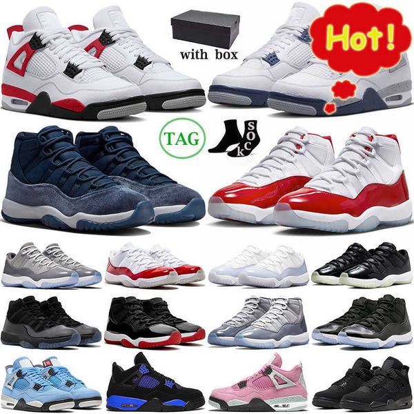 

new og with box 4 basketball shoes cherry 11 jumpman 4s 11s midnight navy military black cat university blue pink cool grey mens