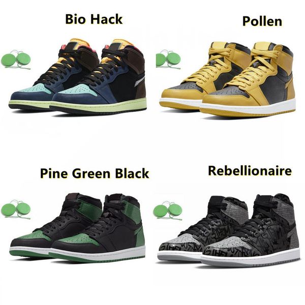 

bio hack 1 retro men/women/kids basketball shoes 1s pollen male female athletic shoes pine green black youth gs trainers rebellionaire sport