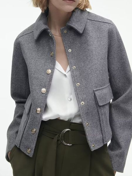 

women's jackets fashion casual women's gold breasted soft comfortable versatile jacket 230323, Black;brown