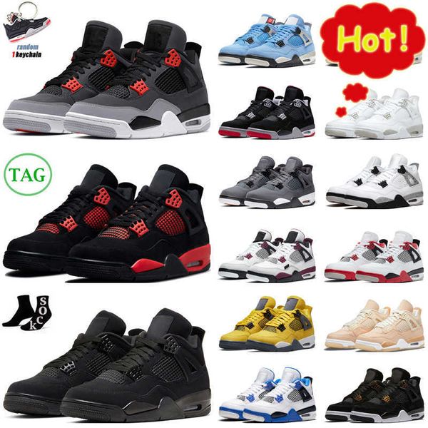 

new og 2022 jumpman 4s basketball shoes men women 4 red thunder infrared black cat bred university blue sail cool grey white