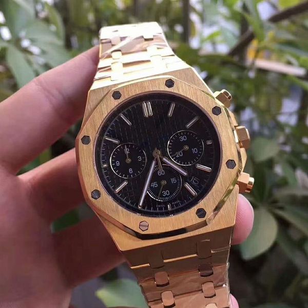 

men's multifunctional quartz watch imported timing movement 42mm case 316l steel sapphire scratch resistant glass243h, Slivery;brown