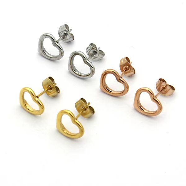 

fashion new designer earrings for women's brand love hollow titanium steel t earrings luxury 18k gold heart shaped earrings gift, Golden;silver