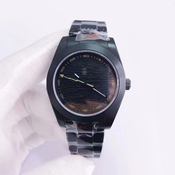 

all black luxury men's watch lightning hand batman 40mm automatic movement sapphire glass black carmelon diver watch, Slivery;brown