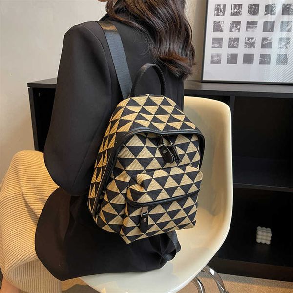 

and south small check backpack bag women's autumn winter new fashion casual versatile canvas