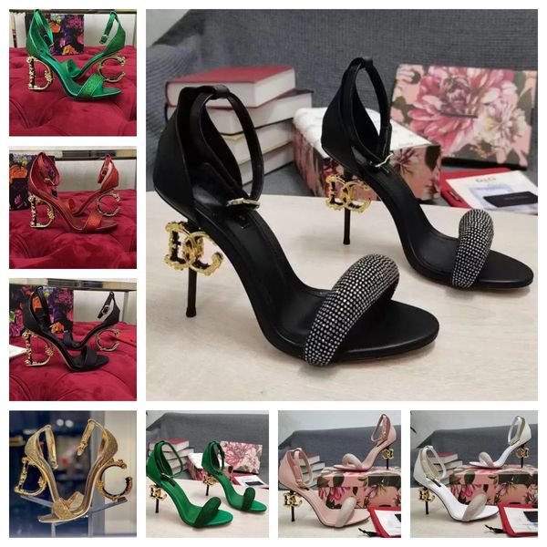 

famous summer brand sandals shoes women polished calfskin d-shaped heel patent leather lady gold-plated carbon gladiator sandalias party wed, Black