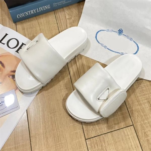 

designer slides slipper slide for women summer flats leather platform sandals women shoes, Black
