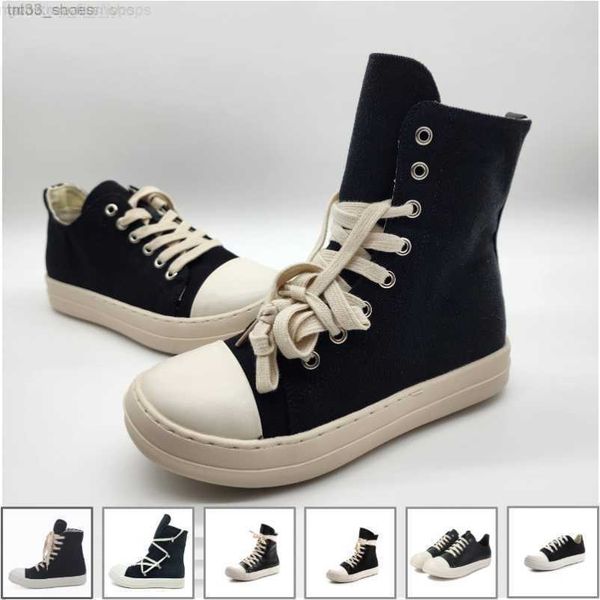 

high rick owens canvas shoe man low sneaker women black lace up shoes size 35-44