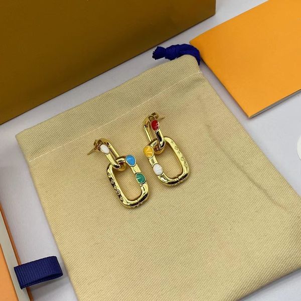 

gold and pearl earrings new electroplated colored gemstones simple, Golden