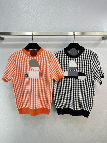 

319 2023 runway spring women's sweaters brand same style short sleeve pullover yellow black fashion clothes weilan x690, White;black