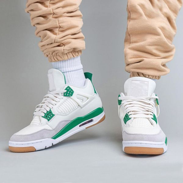 

jumpman 4 pine green basketball shoes 4s purple metallic pure money black cat fire red mens train shoe 36-47