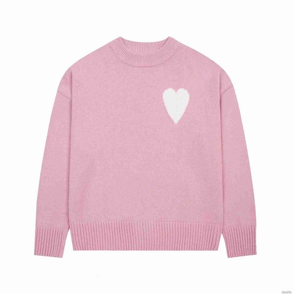 

paris fashion mens designer amies knitted sweater embroidered red heart solid color big love round neck short sleeve a t-shirt for men women, White;black