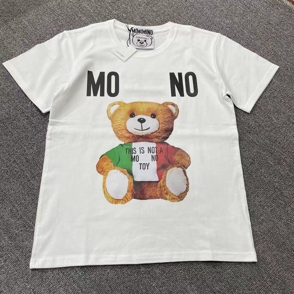 

italy brands comfort colors t shirts plush bear letter graphic print leisure fashion durable quality couple coach designer black white mens, White;black