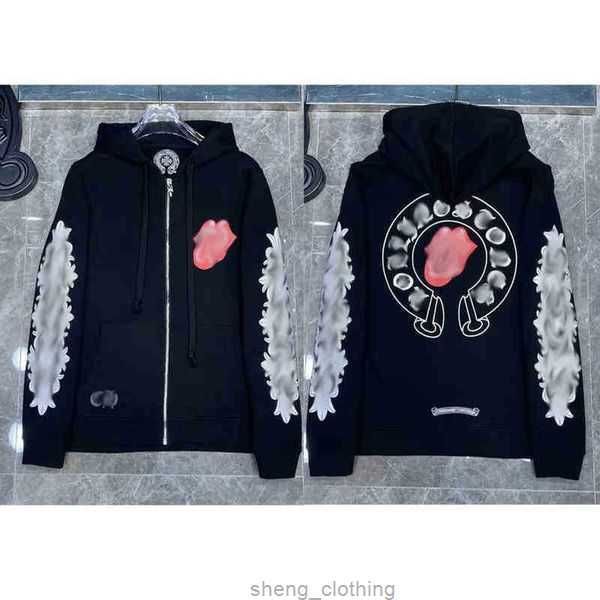

chromes men's hoodies & luxury heart ch designer hoodie fashion men women horseshoe sanskrit zipper jacket pullover hooded coat 5 gcp9, Black