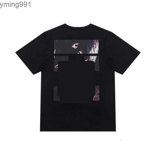 

summer fashion brand mens t shirts ow religious oil painting direct spray arrow tshirts hip hop short sleeve loose men tees women s6s7, White;black