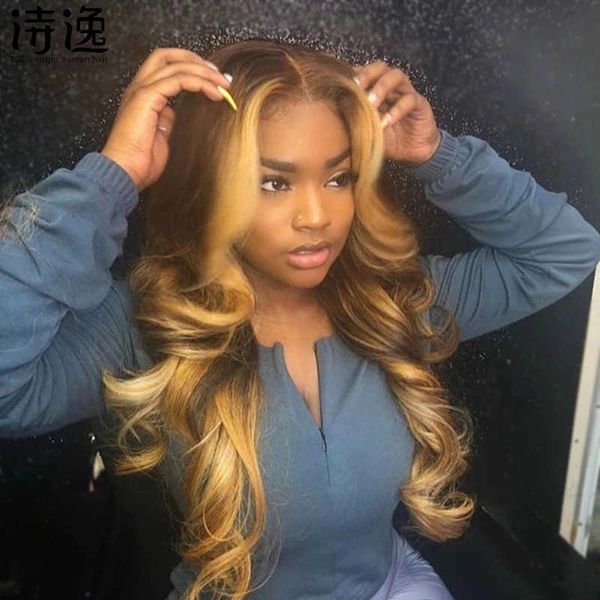 

t#4/30 highlighted gradient colored human hair wigs gradient 4/30 highlighted headcover 230323, Black