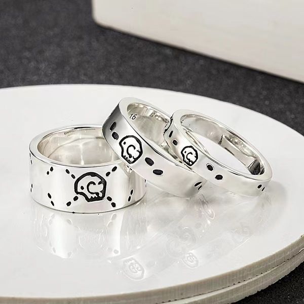 

classic skull 4mm6mm9mm double g ring men and women fashion ring, Silver