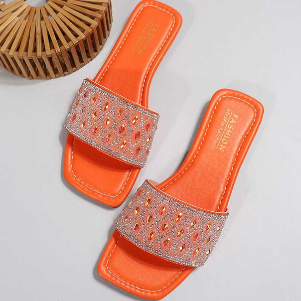 

slippers woman shoes summer 2023 party ladies slides hollow out rhinestone open toe women slippers outdoor vacation flip flops g230322, Black