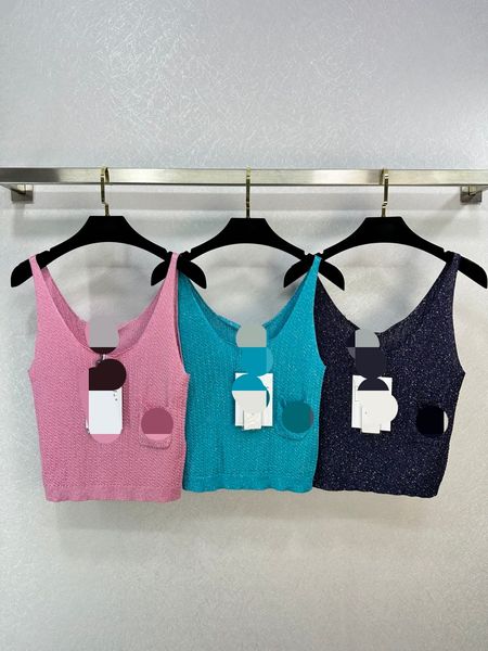 

306 xl 2023 spring summer women sweater sleeveless white crew neck pullover brand same style blue pink womens weilanx272, White;black