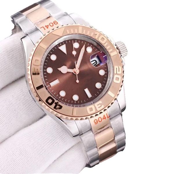 

automatic series watches yachtmaster mens endurance watch 41mm steel folding buckle water resistant sapphire watch montre luxe, Slivery;golden