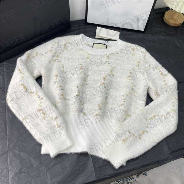 

women's sweaters designer mink hair jacquard letter knitted pullover for women fashion sweatshirts ladies sweater clothes 02r4, White;black