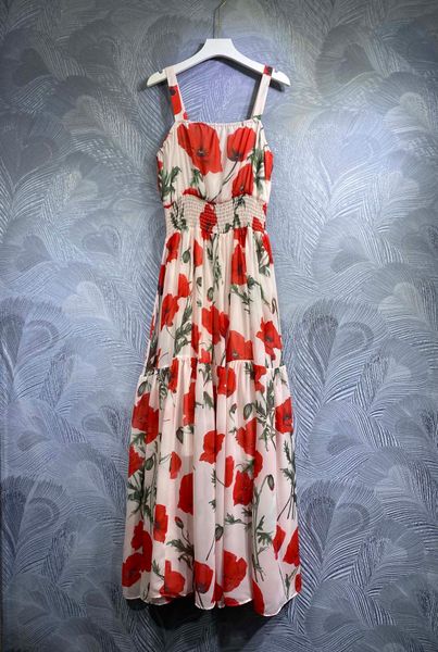

2023 summer style floral dress,colorful fairy air beach skirt waist wrapped print strap dress, Black;gray
