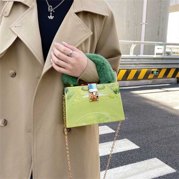 

box for handle acrylic party faux clutch fashion purses and handbags fur women designer evening bag chain shoulder
