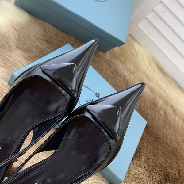 

original model womens shoes high heels p luxury designer brand pointed sandals latest fashion women's genuine leather shallow heels bla, Black