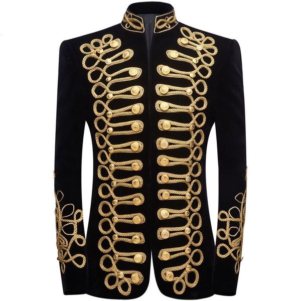 

men's suits blazers mens plus size handmake black gold embroidery velvet blazer dj singers nightclub costume stylish suit jacket stage, White;black