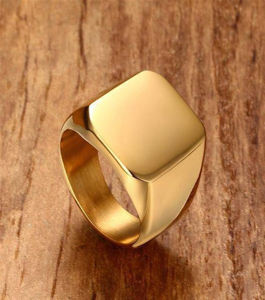 

new simple style square big width signet mens ring titanium steel finger multi colors men jewelry fast 7607234, Silver