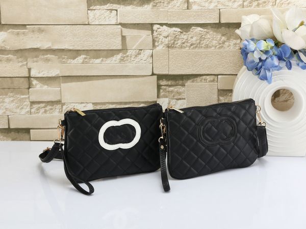 

pochette melanie c designer womens clutch wristlet evening strap wallet phone pouch bag zippy card holder coin purse accessoires, Black