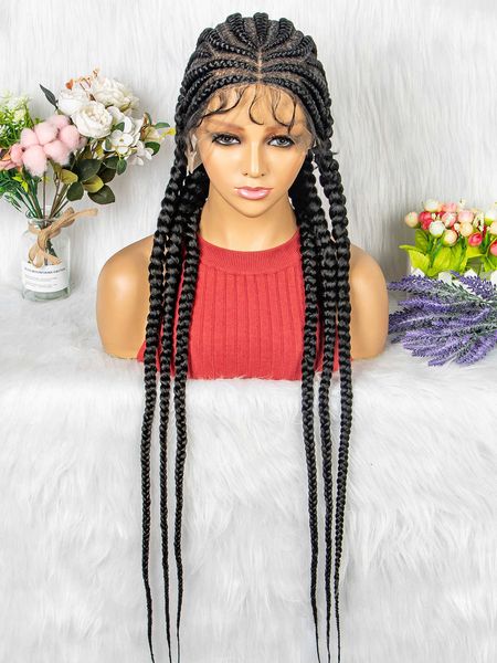 

popular full lace 042 braid headcover lace braids wig230323, Black