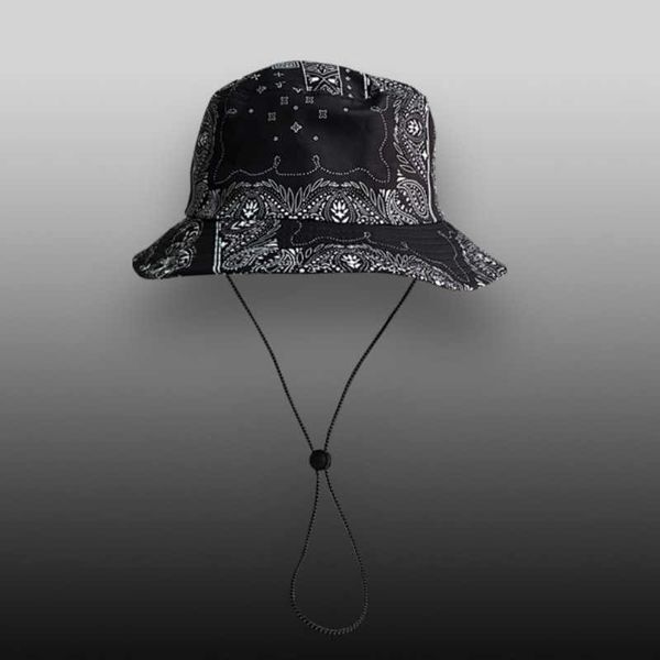 

wide brim hats harajuku cashew flower bucket hat men women summer outdoor windproof rope fisherman hat sunscreen basin sun hat fashion panam, Blue;gray