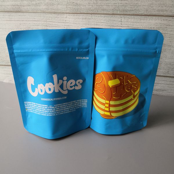 

3.5g blue cookieszipper smell proof bags packaging stand up pouches dry herb child proof function