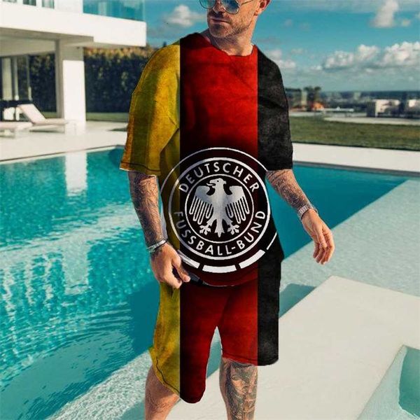 

2023 new men's casual short sleeve set 3d digital print round neck beach s men, White;black