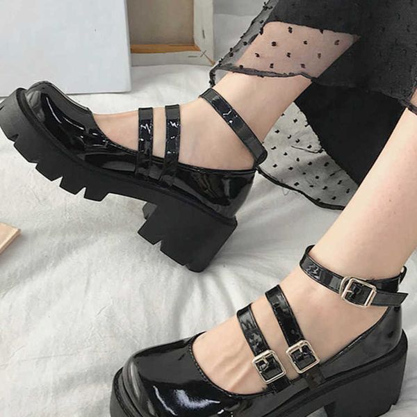 

new mary jane women shoes 2022 spring summer platform sandals designer fashion dress lolita thick shoes pumps women sandals 230202, Black