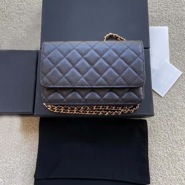 

10a double flip bag luxury designer 20 cm leather calfskin classic all-black wallet quilted handbag shoulder bag wallet with box