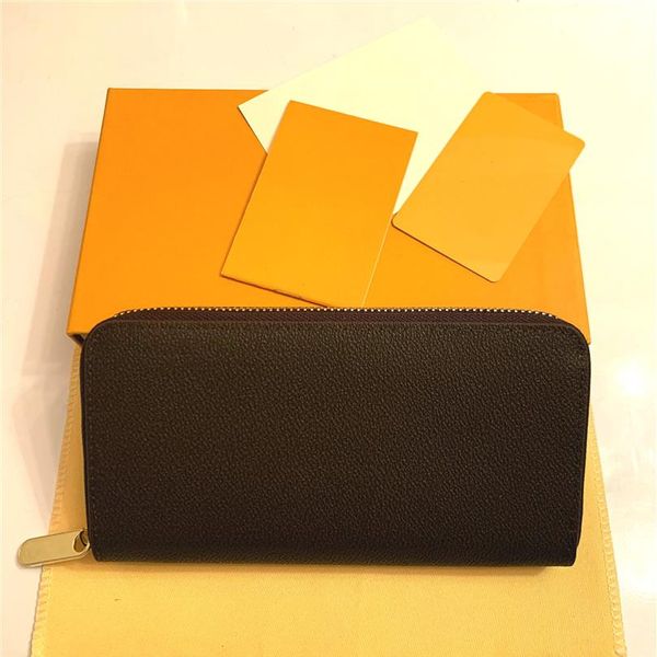 

whole 20 colors fashion single zipper men women leather wallet lady ladies long purse with orange box card 60017217m, Red;black