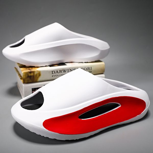 

2023new summer sneaker slippers for men thick bottom platform slides soft eva sports sandals one-word trailer casual beach, Black