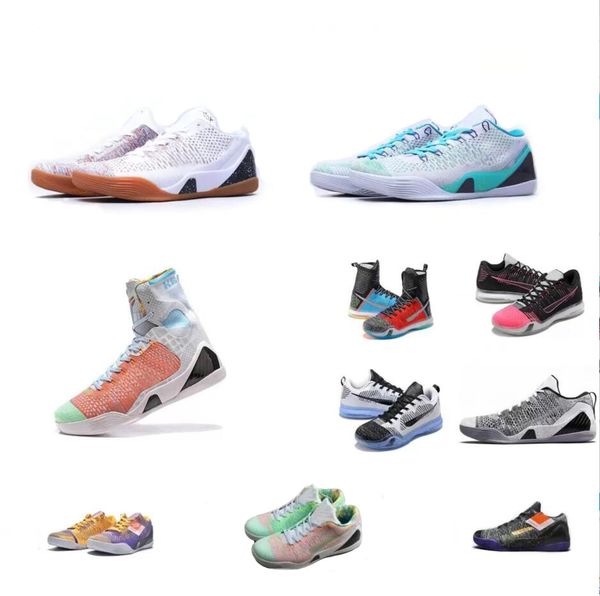 

mens kbs mamba 9 ix elite low basketball shoes zk byrants 9s sneakers what the easter christmas grey tan white multi color tennis