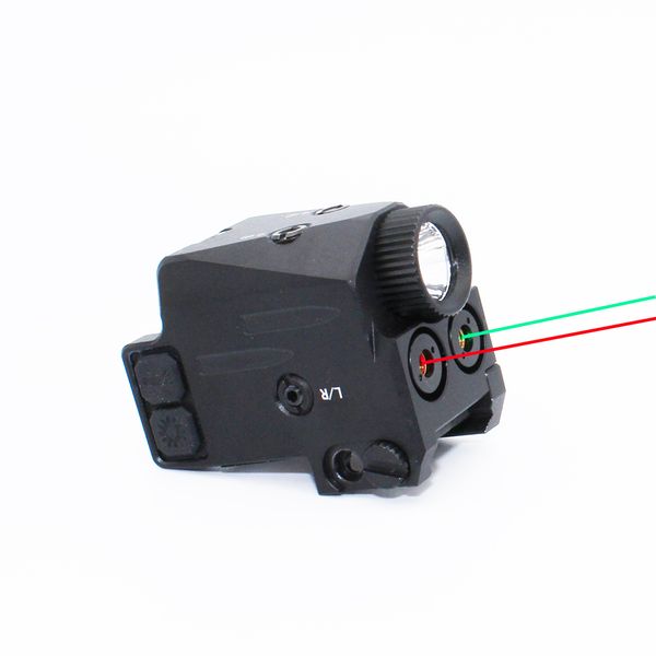 

tactical flashlight black torch red & green double laser sight led flashlight combo usb rechargeable light for 20mm rail