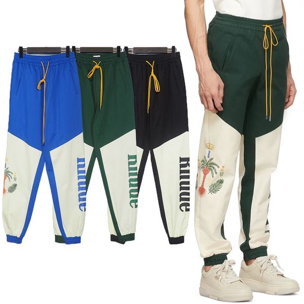 

2023 new arrive clothes fashion hiking pants luxury casual pant print letter relaxed loose drawstring active brand rhudes, Black