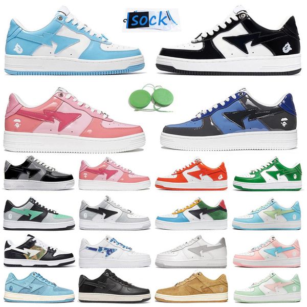 

bapesta baped ape men running shoes bapestas sneaker patent leather blue orange green black white pastel camo beige trainers sports sneakers