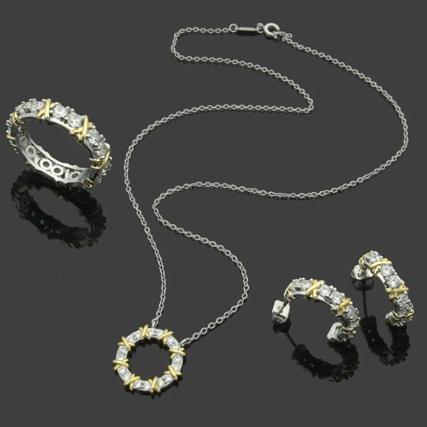

necklace designer ladies pendant necklace full diamond silver earrings & necklace & ring jewelry set suitable for girls wedding valentine s