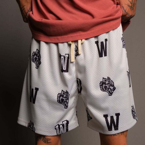

men's shorts summer casual running fitness fastdrying trend short pants loose basketball training mesh men 230323, White;black