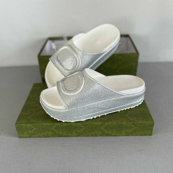 

2023 designer men shoes platform sandals rubber slide anti-slip slippers luxury flat thick bottom beach flip flops multi-season multi-place, Black