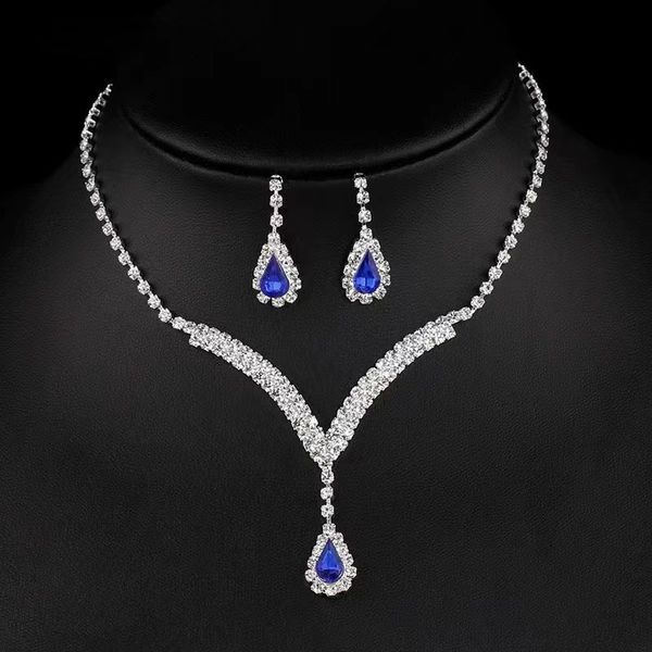 

11 style necklace earring suit inlaid zircon rhinestone pearl twinkle decorate adjeustable length necklace non fading waterproof wedding par, Silver