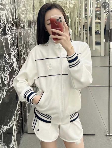 

suit tracksuit cell line sports wear leisure casual fashion luxury brand arc de triomphe letter embroidery white baseball coat women lo yyfi, Gray