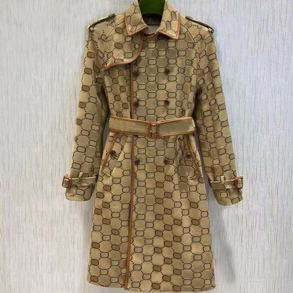 

e42 autumn womens trench coats designer luxury women windbreaker body letter print jacket loose belt coat female casual long trenchs coat, Tan;black