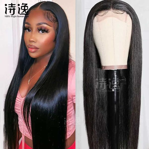 

5 * 5 lace closure human hair wigs 230323, Black