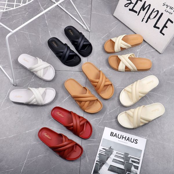 

summer women letters slippers 2022 female outdoor soft bottom non-slip slides girls sweet square head sandal beach shoes flip-flops a larger, Black